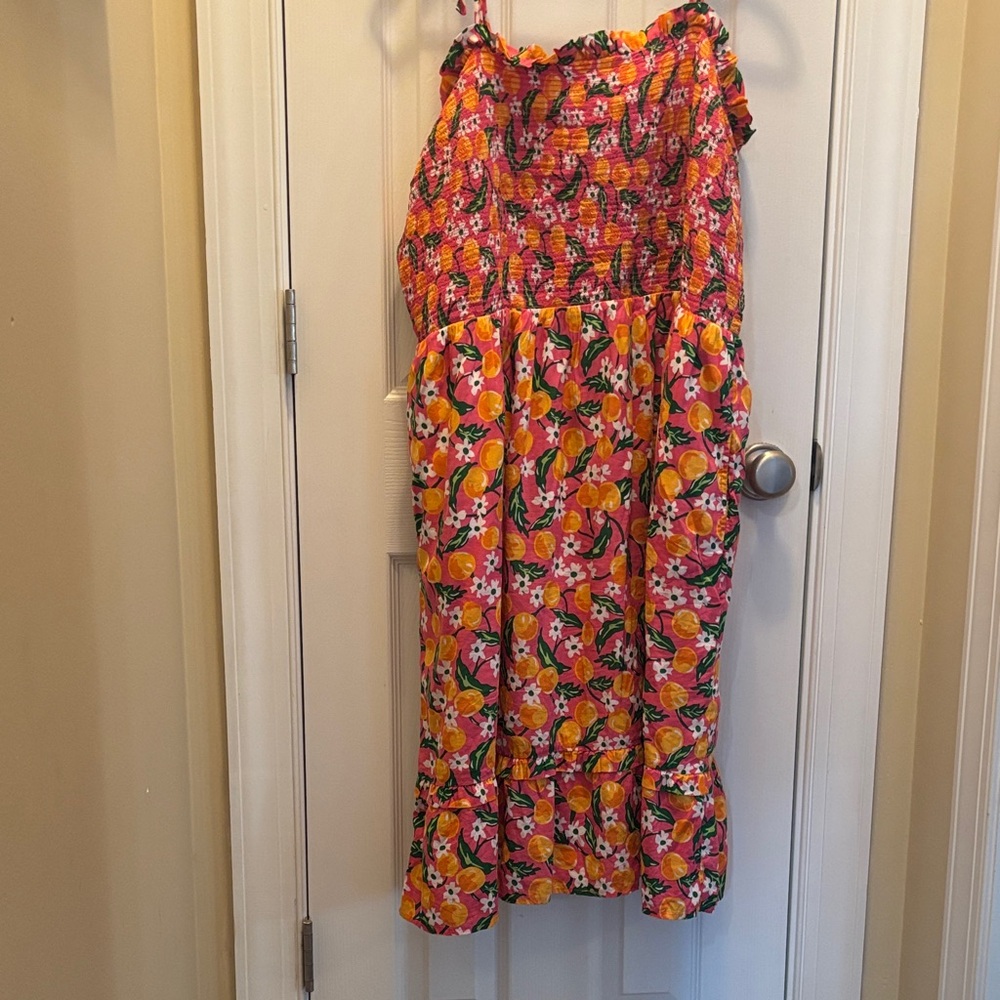 Draper James Kids Floral Dress in Orange and Pink